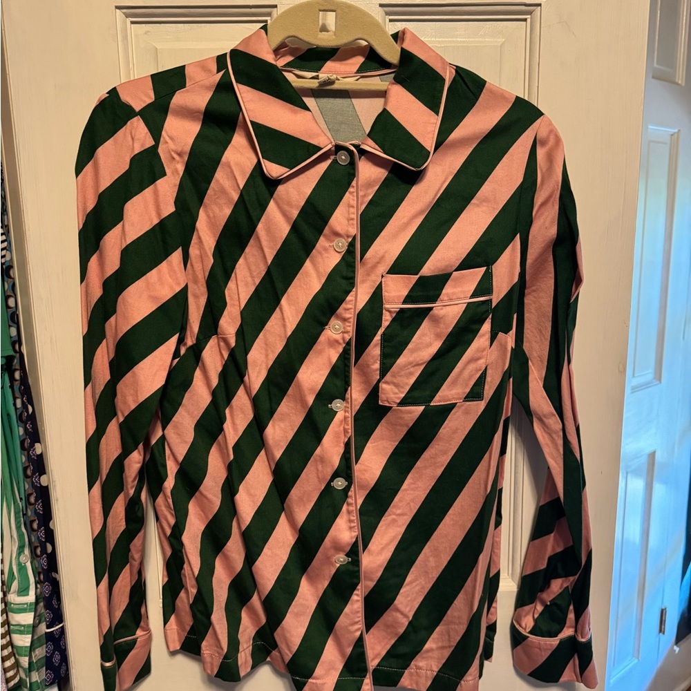 Boden Striped Pink and Green Sleep Shirt